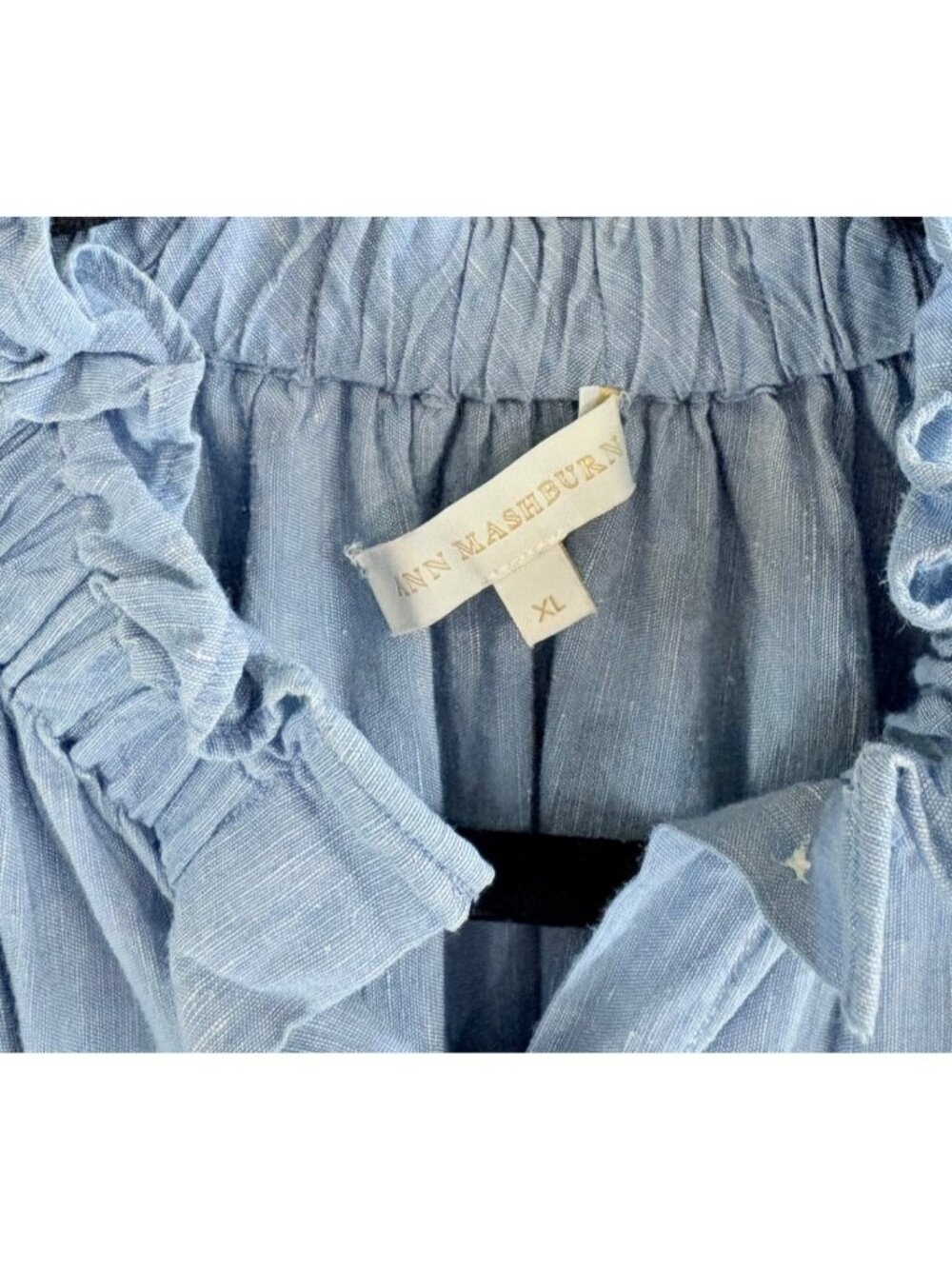 Ann Mashburn Atelier Kami Shirt Sz XL Blue Cotolino Chambray Button Down - Picture 9 of 14